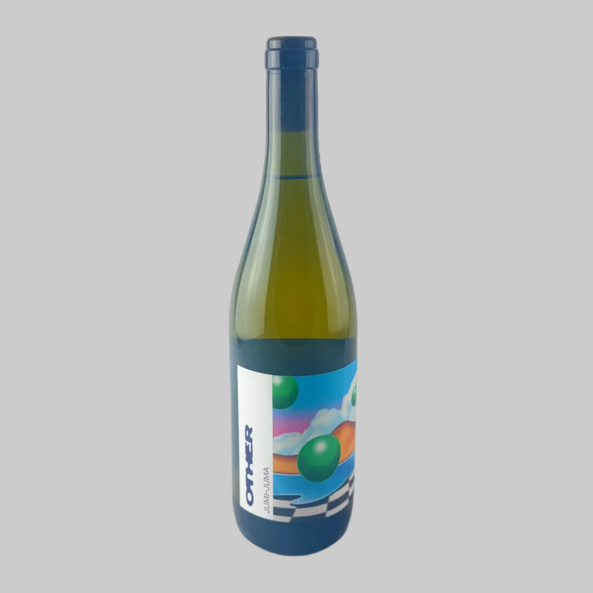 Bottle of Jumi-Juma from Other Wines with colourful label on a grey background