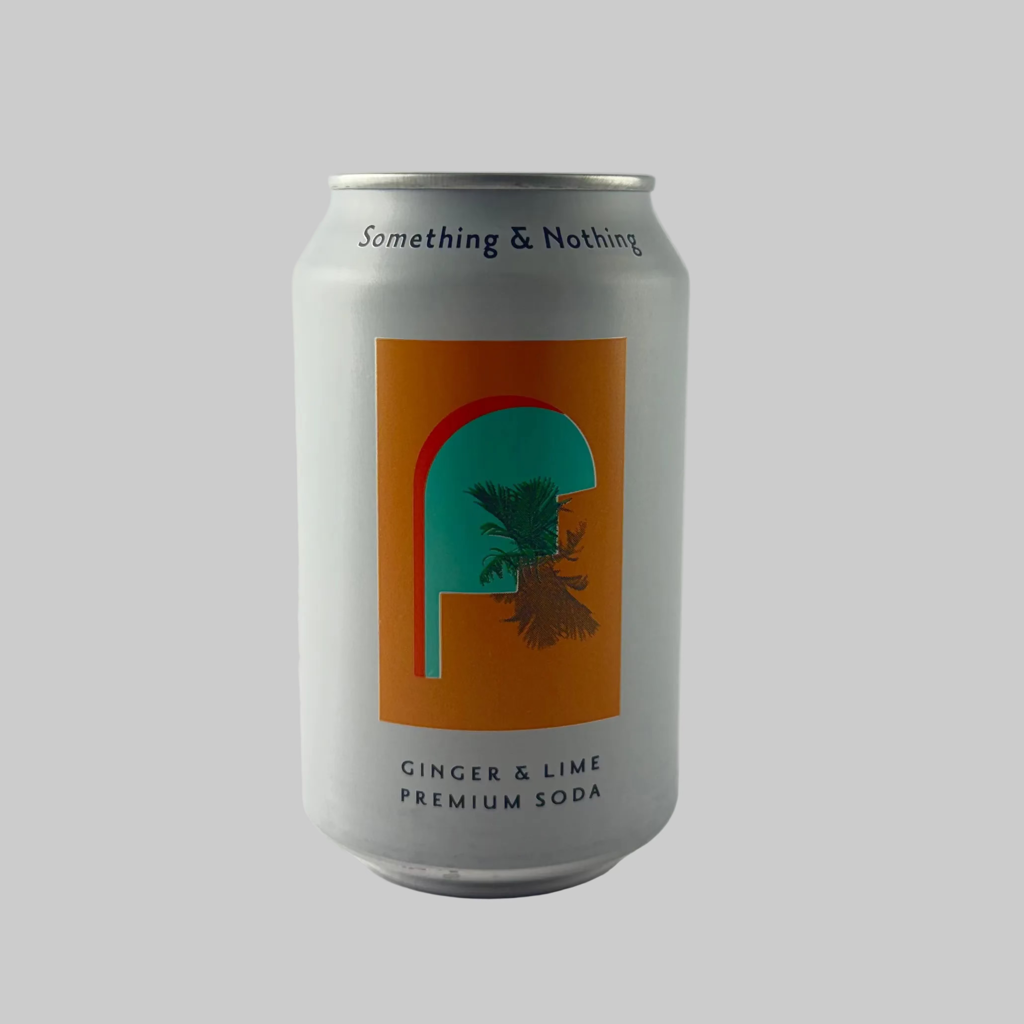 Can of 'Something & Nothing' ginger lime premium soda on a white background

