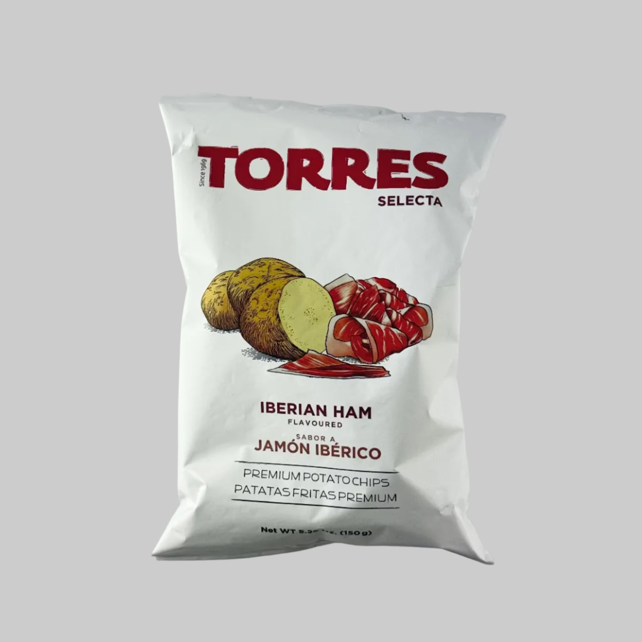 Torres Selecta Iberian Ham packaging on a grey background